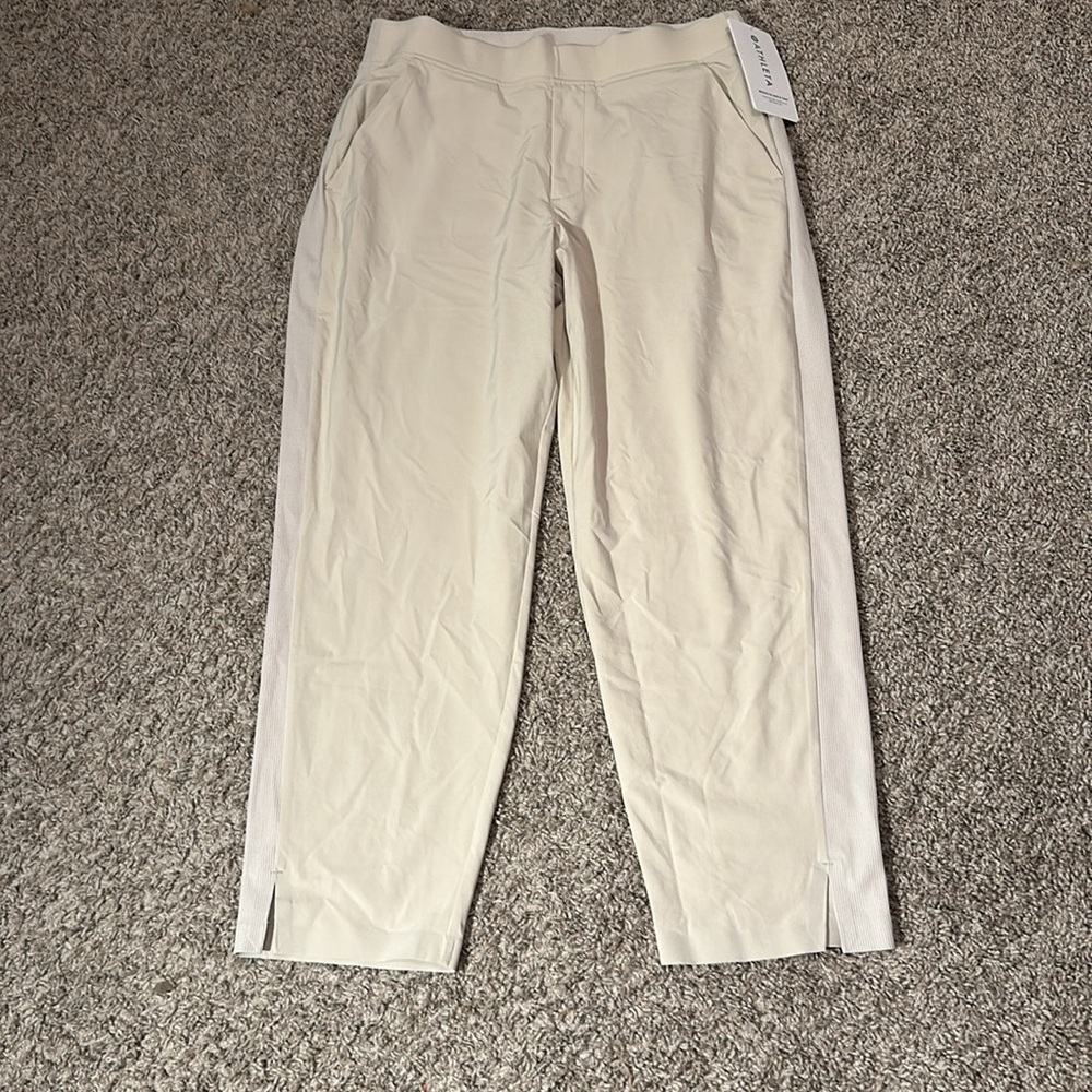 Athleta Pants Womens Size 10/P Brookyln Ankle Beige Lightweight Pull On /‎ NWT - Picture 3 of 10